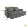 Sofá Cama Slim New Roma 2 Mts Veludo Molas Bonnel com Pillow Cor:cinza - 4