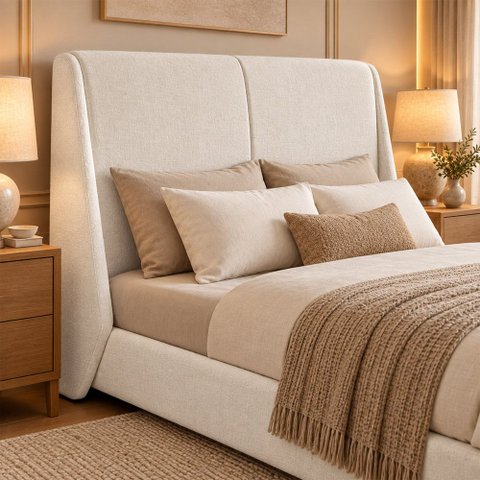Cabeceira Moderna Louvre Casal Linho Off White - Sallar Home