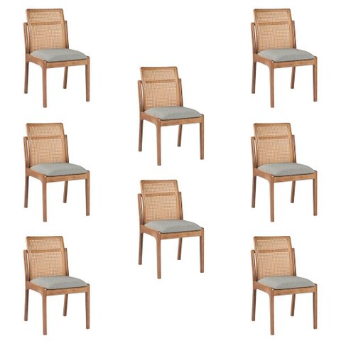 Kit 8 Cadeiras Decorativa Sala de Jantar Luxo Livia Facto Prata Brilho - Mozzelar