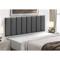 Kit 5 Cabeceiras Painel Modular Cama Box Solteiro Veludo Cinza Madelina Decor - 1