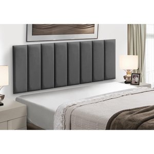 Kit 5 Cabeceiras Painel Modular Cama Box Solteiro Veludo Cinza Madelina Decor