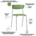 Ver imagem 3 de Kit 06 Cadeiras Empilhável Fixa Atom F02 Base Aço Cinza Verde - Lyam Decor