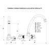 Torneira Cozinha Modelo de Parede Bica Alta Especial Pp 1/2'' e 3/4'' Cor Branco e Cromado Durín - 3