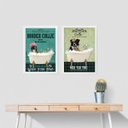 Ver imagem 2 de Kit 2 Quadros Banheiro Cão Border Collie 33x24cm:madeira Branca