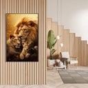 Ver imagem 1 de Quadro Decorativo Família Leão Leoa e Filhote Sala Quarto Casa Escritório