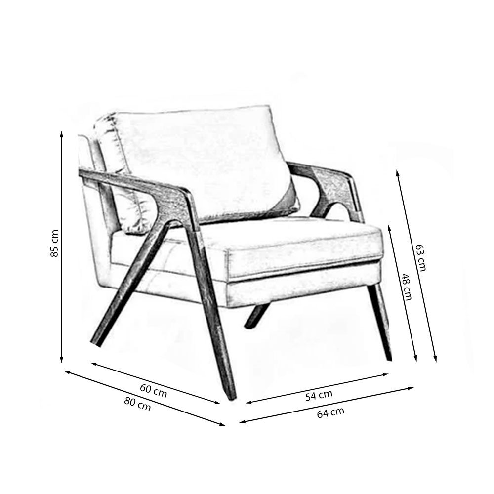 Kit 2 Poltronas Decorativa Mona Luxo Linho Cinza e Base Madeira Maciça - 4