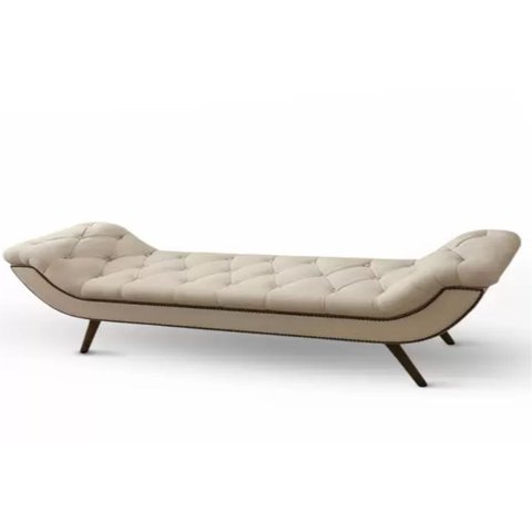 Calçadeira Recamier Estofada Veneza 160 Cm - Sl 70 - Linho Bege