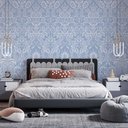 Ver imagem 2 de Papel de Parede Arabesco Azul Floral Gh Papel de Parede 2,5m