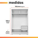 Ver imagem 3 de Guarda Roupas Solteiro com Espelho 2 Portas 2 Gavetas Luci