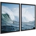 Ver imagem 1 de Kit 2 Quadros Decorativos Ondas Surf Surfista 45x34cm - com Vidro:moldura Preta