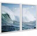Ver imagem 2 de Kit 2 Quadros Decorativos Ondas Surf Surfista 45x34cm - com Vidro:moldura Preta
