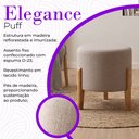 Ver imagem 4 de Kit com 3 Puffs Elegance em Linho Pés de Madeira Design Minimalista Sala Sofisticada Premium - Bege