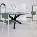 Ver imagem 2 de Cadeira Estofada para Sala de Jantar Village Branco C01 Courino Verde Sálvia - Lyam Decor