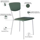 Ver imagem 4 de Cadeira Estofada para Sala de Jantar Village Branco C01 Courino Verde Sálvia - Lyam Decor