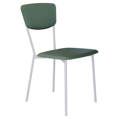 Cadeira Estofada para Sala de Jantar Village Branco C01 Courino Verde Sálvia - Lyam Decor