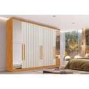 Ver imagem 1 de Guarda Roupa Casal 6 Portas (4 Ripadas e 2 C- Espelho) e 6 Gavetas Oxford Peroba-off White - Europa