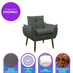 Poltrona Decorativa Sala de Estar Escritório Quarto Prime Cor: Cinza - 3