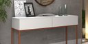 Ver imagem 4 de Aparador Bancada Buffet Branco Eros 110cm C/gavetas para Recepção Sala Escritorio Pes de Ferro Cobre