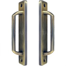 Puxador Duplo Colonial Porta Correr Madeira Rústico 148mm London Bronze Antigo - 1