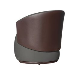 Poltrona Orgânica Beatriz Com Composê Corino Marrom Suede Cinza - Vallisa Decor - 3