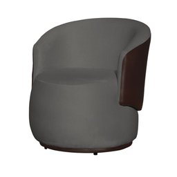 Poltrona Orgânica Beatriz Com Composê Corino Marrom Suede Cinza - Vallisa Decor - 2