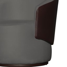 Poltrona Orgânica Beatriz Com Composê Corino Marrom Suede Cinza - Vallisa Decor - 4