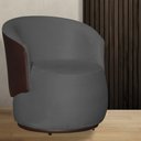 Ver imagem 1 de Poltrona Orgânica Beatriz Com Composê Corino Marrom Suede Cinza - Vallisa Decor