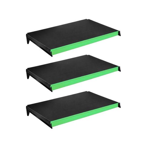 Kit 3 Bandejas Prateleiras 40x91 P/gôndola New Plus Preta Porta Etiquetas Verde Claro - Sa Gô