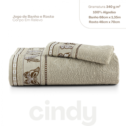 Jogo de Toalhas 01 Banho e 01 Rosto Cindy Bege Sisal - 3