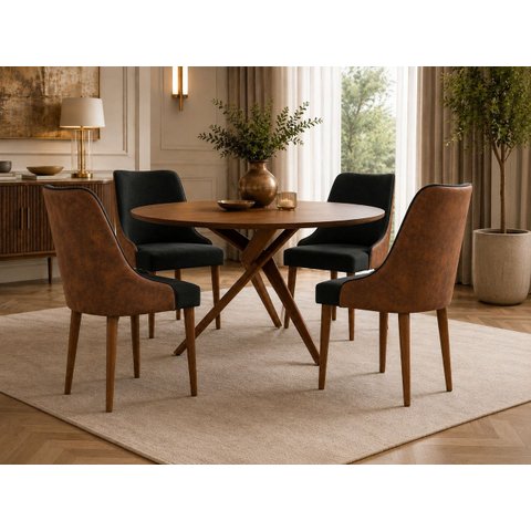 Sala Jantar Maciça Luxo 04 Lugares Catânia - Essenza Móveis