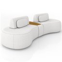Ver imagem 1 de Sofá 4 Lugares Orgânico para Sala Living com Puff 302cm Vasti M03 Bouclê Cru - Lyam Decor