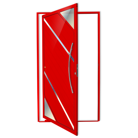 Porta Pivotante Alumínio Lambril Oasis c/Puxador D.Vermelho 100 Brimak