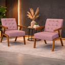 Ver imagem 3 de Kit 2 Poltrona Zarah Corino Moderno Sala de Estar Escritório:rosa