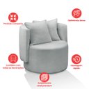 Ver imagem 5 de Kit 2 Poltrona Orgânica Base Giratória Maya Boucle Cinza Redonda Decorativa - Arkell