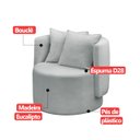 Ver imagem 6 de Kit 2 Poltrona Orgânica Base Giratória Maya Boucle Cinza Redonda Decorativa - Arkell