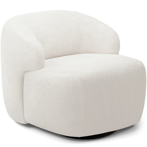 Poltrona Decorativa Orgânica Giratória para Sala Living Barolo L06 Bouclê Branco - Lyam Decor