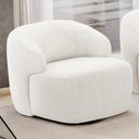 Ver imagem 2 de Poltrona Decorativa Orgânica Giratória para Sala Living Barolo L06 Bouclê Branco - Lyam Decor