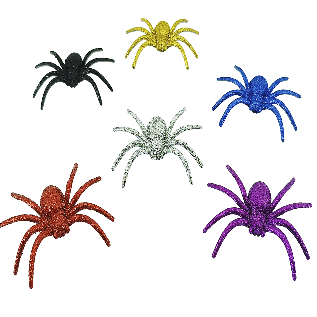 Kit 30 Aranhas de Halloween Decorativas Glitter - 2