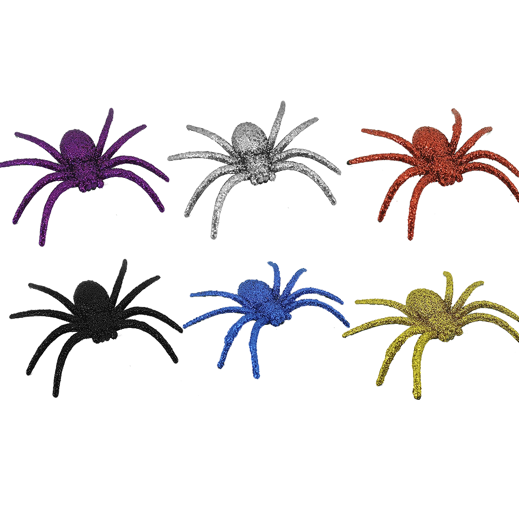 Kit 30 Aranhas de Halloween Decorativas Glitter - 3