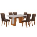 Ver imagem 2 de Mesa de Jantar Carolina 180cm Tampo MDF Vidro Canto Copo com 6 Cadeiras Lisa