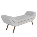 Ver imagem 1 de Puff Recamier Calçadeira 160cm Pés Palito Madeira Venêto P02 Bouclé Branco - Mpozenato