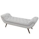 Ver imagem 6 de Puff Recamier Calçadeira 160cm Pés Palito Madeira Venêto P02 Bouclé Branco - Mpozenato