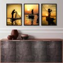 Ver imagem 2 de Kit 3 Quadros Decorativos Fotografias Pescadores 45x34cm - com Vidro:madeira Preta