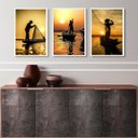 Ver imagem 1 de Kit 3 Quadros Decorativos Fotografias Pescadores 45x34cm - com Vidro:madeira Preta