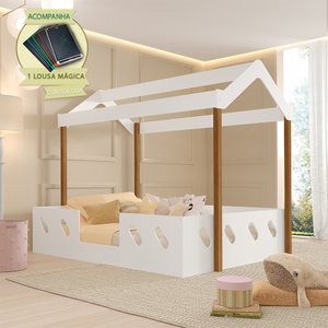 Cama Casinha Infantil Montessoriana Isa Branca e Mel Acompanha Lousa Mágica