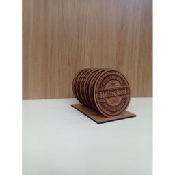 Porta Copo Heineken Natural Em Mdf - 4