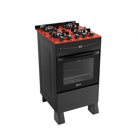 Fogão a Gás Verita Gourmet 4 Bocas Mesa de Vidro Forno 52 Litros Clarice