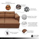 Ver imagem 3 de Sofá Retrátil Manual Sala de Estar Nolan Bipartido 297cm Conforto Premium em Couro Mel Manchado G58