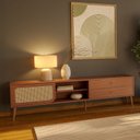 Ver imagem 1 de Rack Retrô para TV até 85 Polegadas 100% MDF 220cm 2 Gavetas Marrom Pinhao