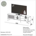 Ver imagem 3 de Rack Retrô para TV até 85 Polegadas 100% MDF 220cm 2 Gavetas Marrom Pinhao